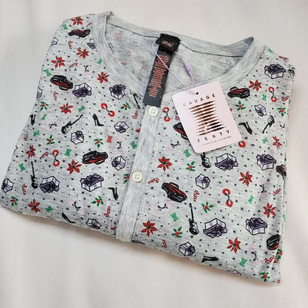 Savage X Fenty Mens Holiday Jumper Pajamas Size M Long Johns Open Back One Piece